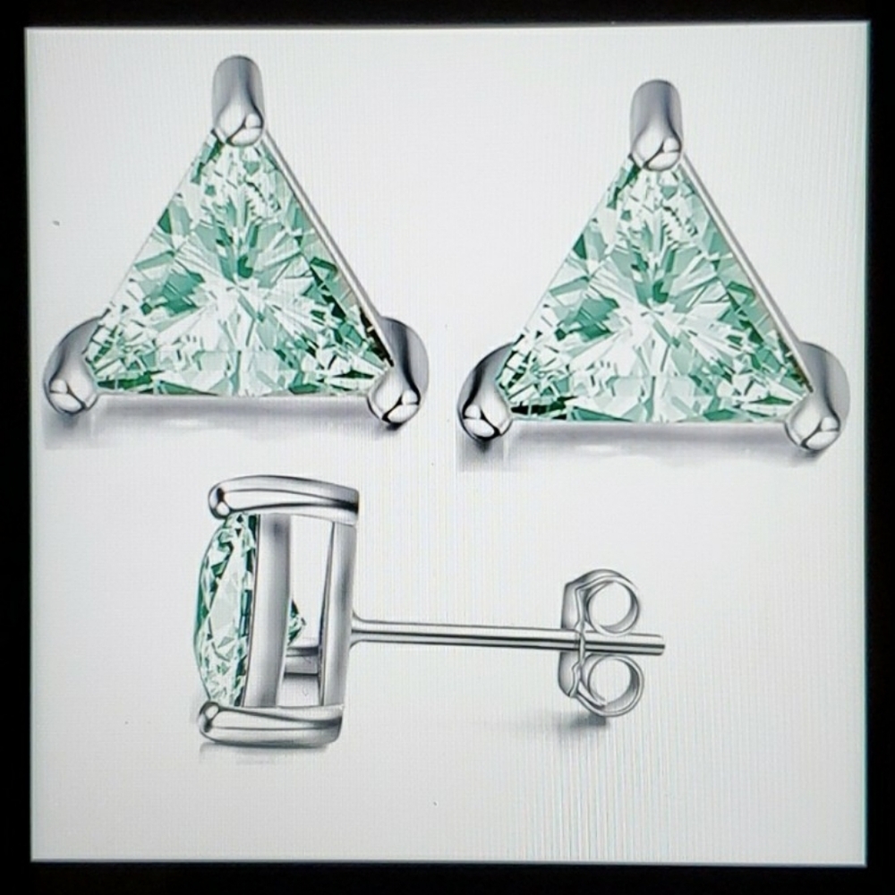 White Ice Blue Moissanite Diamond Earrings